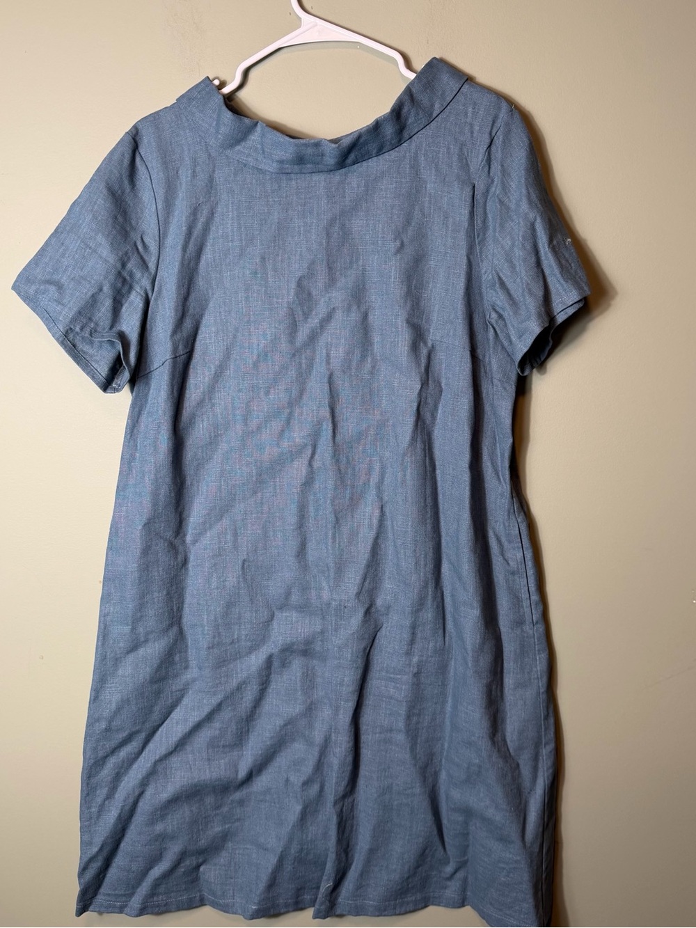 Le‎ Muse STORY Women’s Linen Blend Shift Dress XL Dusty Blue